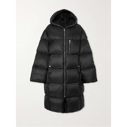 MONCLER + RICK OWENS Hooded webbing-trimmed quilted shell down coat