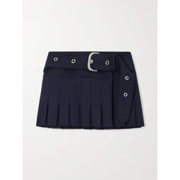 OFF-WHITE Belted pleated wool-blend mini skirt