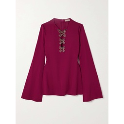 ELIE SAAB Embellished stretch-crepe blouse