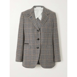 PURDEY Leather-trimmed wool and cashmere-blend tweed blazer