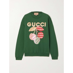 GUCCI Sequin-embellished printed cotton-jersey sweatshirt