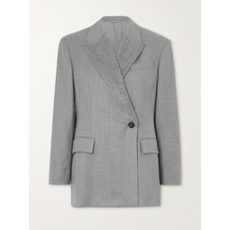 BRUNELLO CUCINELLI Ribbed wool and wool-flannel blazer