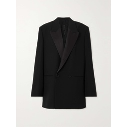 PETAR PETROV Viennese oversized double-breasted satin-trimmed wool-crepe blazer