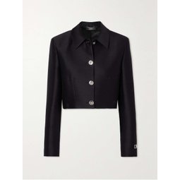 VERSACE Cropped wool and silk-blend jacket