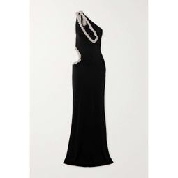 STELLA MCCARTNEY + NET SUSTAIN one-shoulder cutout embellished stretch-crepe gown