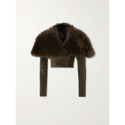 ALAA Cropped shearling and suede jacket