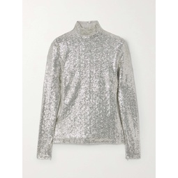 RALPH LAUREN COLLECTION Sequined stretch-tulle turtleneck top