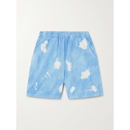 SPORTY & RICH Embroidered tie-dyed cotton-jersey shorts
