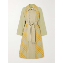 BURBERRY Appliqued belted checked cotton-gabardine trench coat