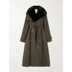 BURBERRY Convertible faux fur-trimmed cotton-canvas trench coat