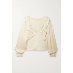 DOEN Freyda broderie anglaise-trimmed silk-satin blouse