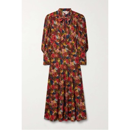 DOEN Blossom pussy-bow floral-print silk-crepe maxi dress