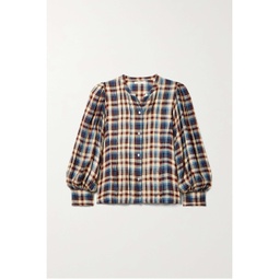 DOEN Harlow pintucked checked woven blouse