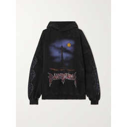 BALENCIAGA Oversized distressed printed cotton-jersey hoodie