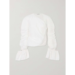 ACNE STUDIOS Asymmetric ruffled cutout cotton-voile blouse