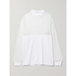 INTERIOR The Bobbi cotton-jersey and lace top