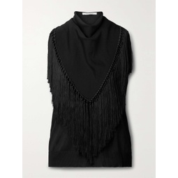ANOTHER TOMORROW + NET SUSTAIN fringed draped knitted tank