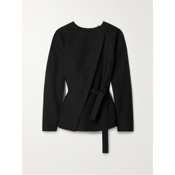 CO Belted wrap-effect crepe top