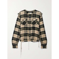 R13 Distressed checked cotton-flannel shirt