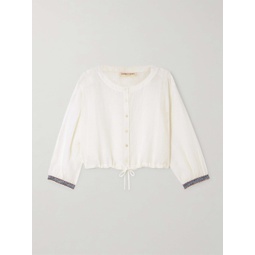 EMPORIO SIRENUSE + NET SUSTAIN New Jinny cropped linen blouse