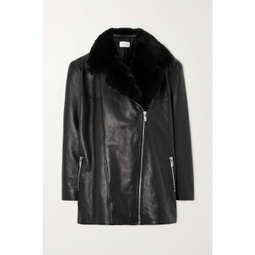 MAGDA BUTRYM Faux fur-trimmed leather jacket