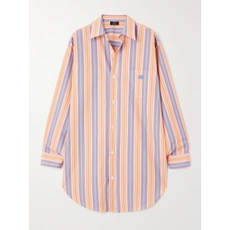 ETRO Oversized embroidered striped cotton-poplin shirt