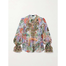 ETRO Ruffled floral-print silk-crepon blouse