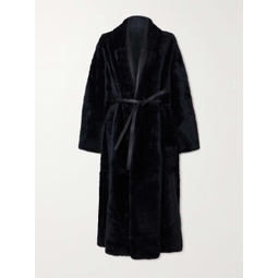 YVES SALOMON Belted leather-trimmed shearling coat