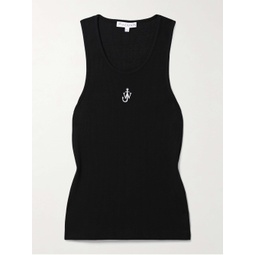 JW ANDERSON Embroidered ribbed-jersey tank