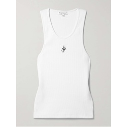 JW ANDERSON Embroidered ribbed cotton-jersey tank