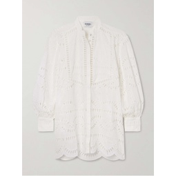 CHARO RUIZ Jeky scalloped broderie-anglaise cotton-blend blouse