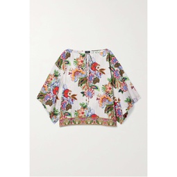 ETRO Tie-detailed floral-print cotton and silk-blend voile blouse