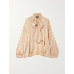 BALENCIAGA Oversized pussy-bow silk-satin jacquard blouse