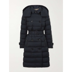 BURBERRY Hooded double-breasted quilted shell down coat