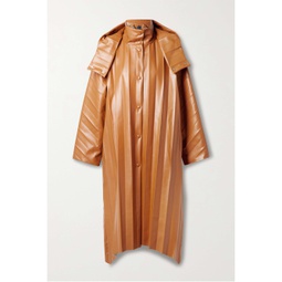 A.W.A.K.E. MODE Hooded pleated faux leather coat