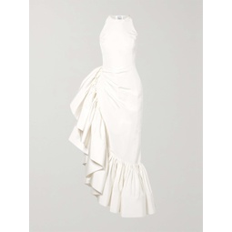 ROSIE ASSOULIN Whoopsy Daisy asymmetric ruffled silk-charmeuse gown