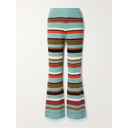 ULLA JOHNSON Rochelle striped ribbed wool and cashmere-blend flared pants