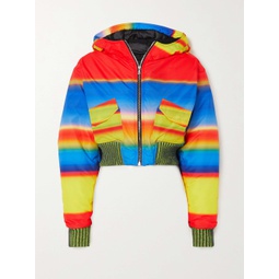AGR Hooded cropped striped padded shell jacket