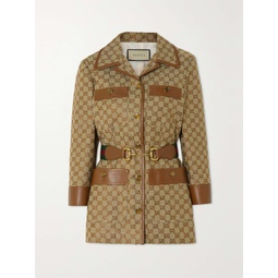 GUCCI Aria belted leather-trimmed cotton-blend canvas-jacquard jacket