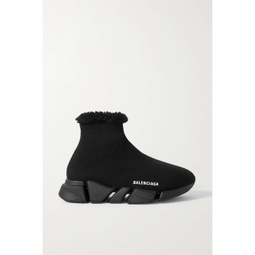 BALENCIAGA Speed 2.0 faux fur-lined stretch-knit high-top sneakers