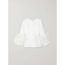 HUISHAN ZHANG Lola feather-trimmed crepe blouse
