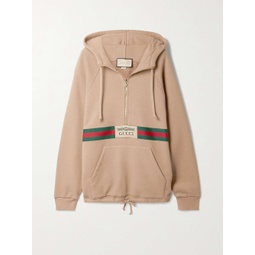 GUCCI + NET SUSTAIN appliqued webbing-trimmed organic cotton-jersey hoodie
