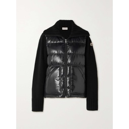 MONCLER Wool and quilted glossed-shell down jacket