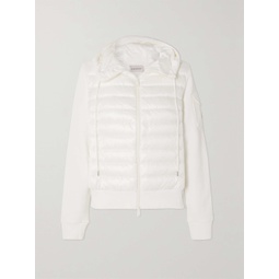 MONCLER Paneled cotton-blend terry and quilted shell down hoodie
