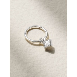 MARIA TASH 2.5mm 18-karat white gold diamond hoop earring