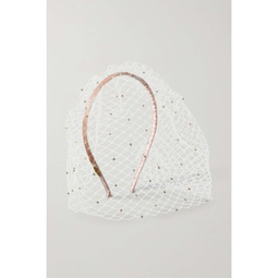 EUGENIA KIM Halsey embellished fishnet and satin headband