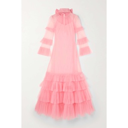 HUISHAN ZHANG Elisha tie-detailed tiered silk-tulle gown