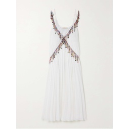 CHRISTOPHER KANE Bead-embellished pleated georgette midi dress