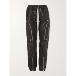 RICK OWENS Zip-detailed leather-blend pants