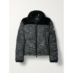 MONCLER Girotte quilted cotton velvet-trimmed boucle down jacket